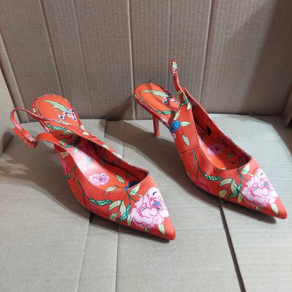 ALDO Women's US 10 Red Floral Print Slingback Stiletto Heels - Picture 2 of 9